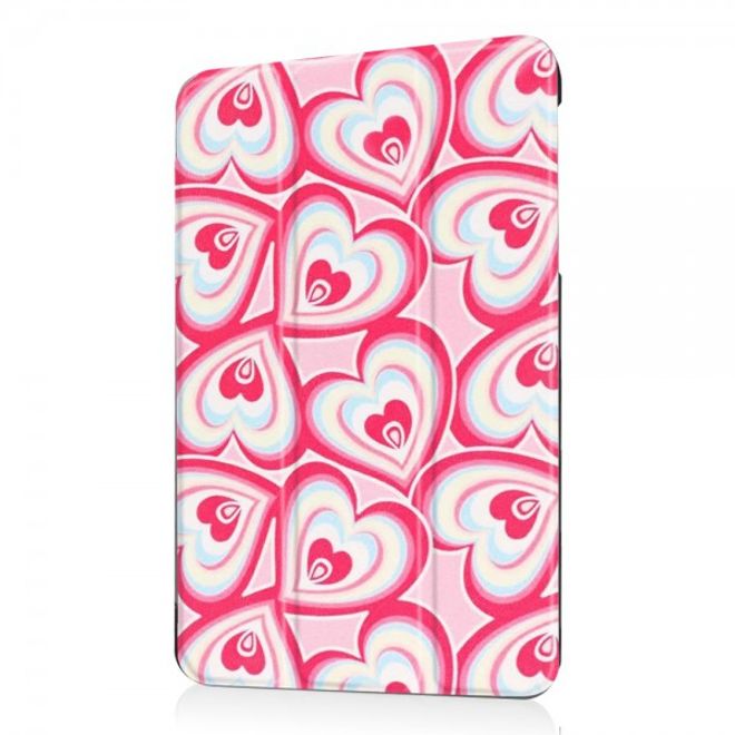 Samsung Galaxy Tab E 8.0 Dreifach faltbare Leder Cover Flip Hülle mit Herzmuster