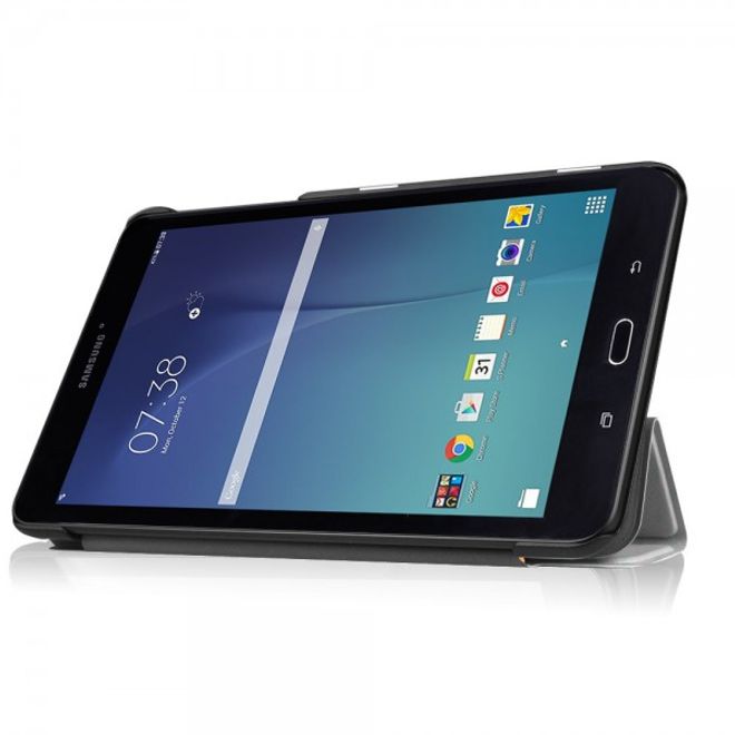 Samsung Galaxy Tab E 8.0 Dreifach faltbare Leder Cover Flip Hülle mit schlafender Eule