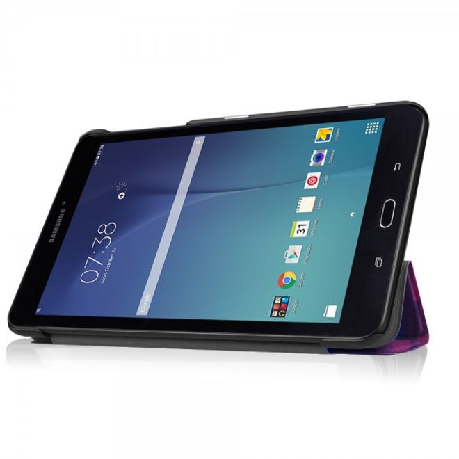 Samsung Galaxy Tab E 8.0 Dreifach faltbare Leder Cover Flip Hülle mit 3D geometrischem Figuren