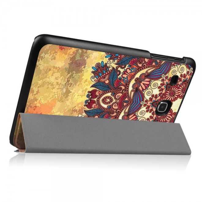 Samsung Galaxy Tab E 8.0 Dreifach faltbare Leder Cover Flip Hülle mit wunderschönem, geometrischem Muster