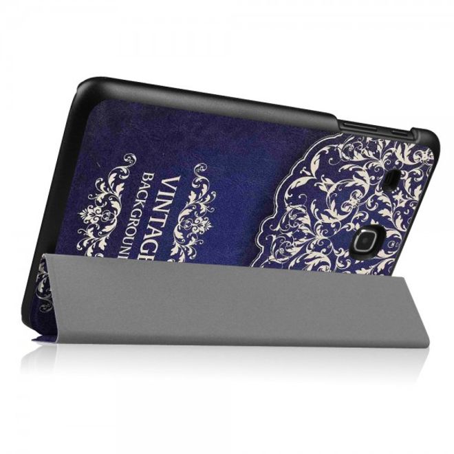 Samsung Galaxy Tab E 8.0 Dreifach faltbare Leder Cover Flip Hülle mit Mandala im Retrolook