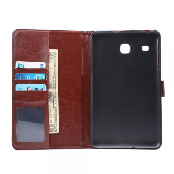 Samsung Galaxy Tab E 8.0 Leder Cover Hülle mit stoffartiger Oberfläche im Jeanslook - hellblau