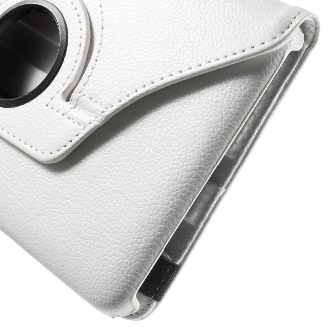 Samsung Galaxy Tab E 8.0 Leder Flip Cover Case Hülle mit rotierbarer Standfunktion - weiss