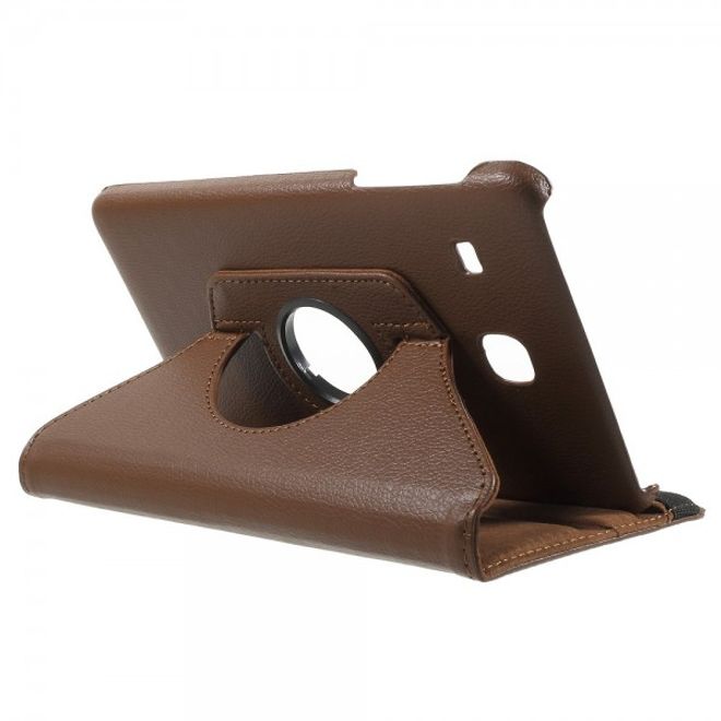Samsung Galaxy Tab E 8.0 Leder Flip Cover Case Hülle mit rotierbarer Standfunktion - braun