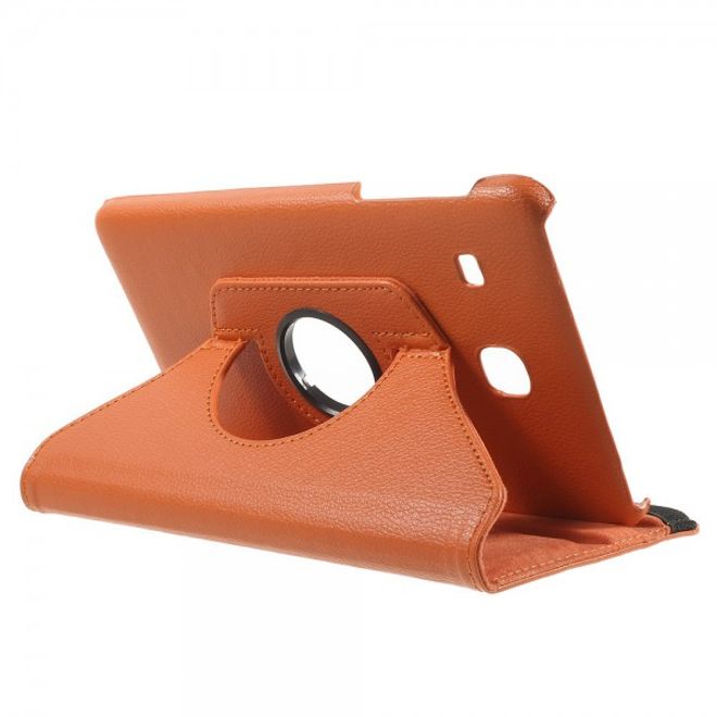 Samsung Galaxy Tab E 8.0 Leder Flip Cover Case Hülle mit rotierbarer Standfunktion - orange