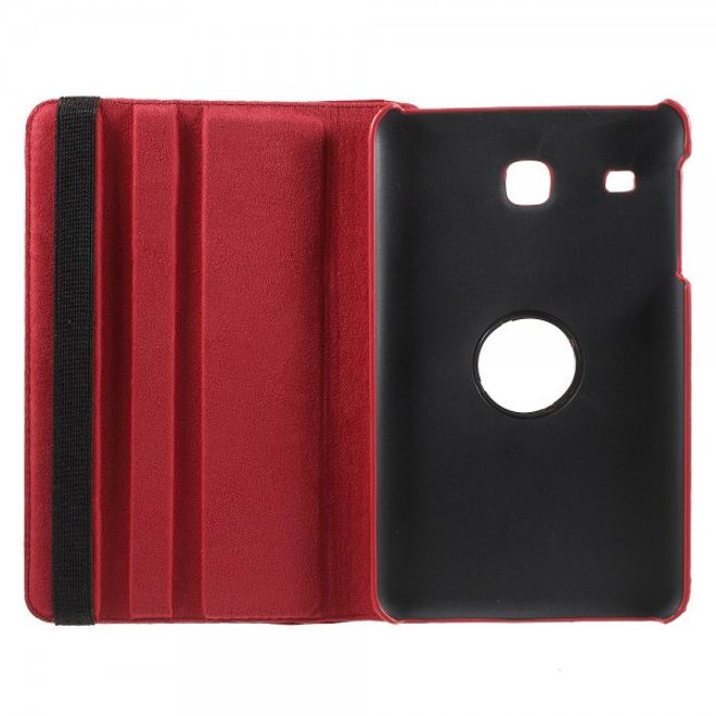 Samsung Galaxy Tab E 8.0 Leder Flip Cover Case Hülle mit rotierbarer Standfunktion - rot