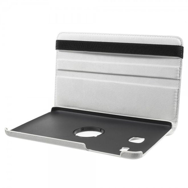 Samsung Galaxy Tab E 8.0 Leder Flip Cover Case Hülle mit rotierbarer Standfunktion - weiss