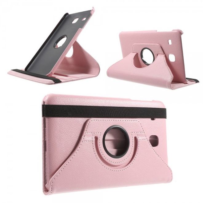 Samsung Galaxy Tab E 8.0 Leder Flip Cover Case Hülle mit rotierbarer Standfunktion - pink