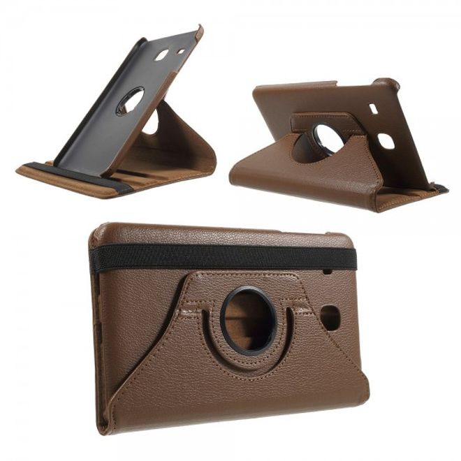 Samsung Galaxy Tab E 8.0 Leder Flip Cover Case Hülle mit rotierbarer Standfunktion - braun
