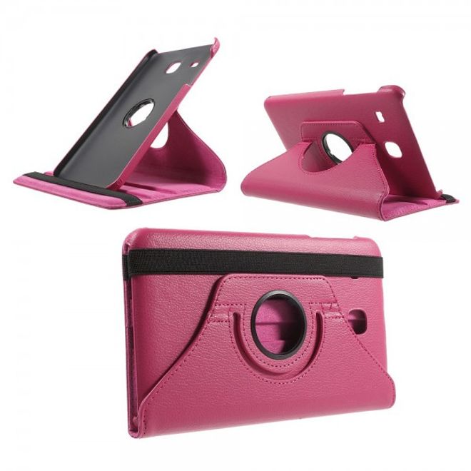 Samsung Galaxy Tab E 8.0 Leder Flip Cover Case Hülle mit rotierbarer Standfunktion - rosa