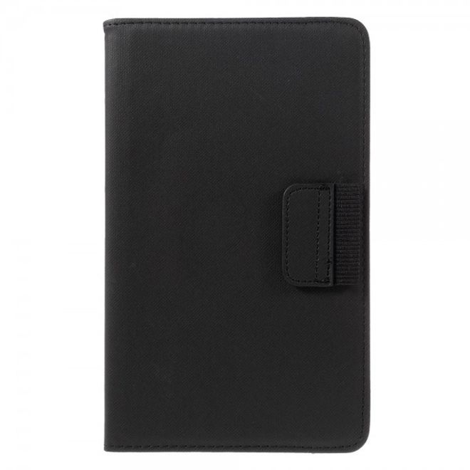 Samsung Galaxy Tab E 8.0 Rotierbare Leder Cover Hülle mit stoffartiger Textur und Standfunktion - schwarz