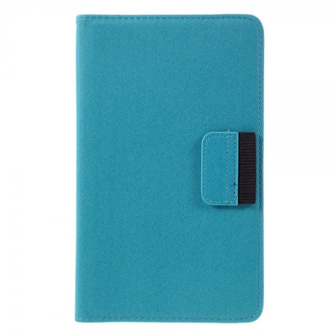 Samsung Galaxy Tab E 8.0 Rotierbare Leder Cover Hülle mit stoffartiger Textur und Standfunktion - hellblau
