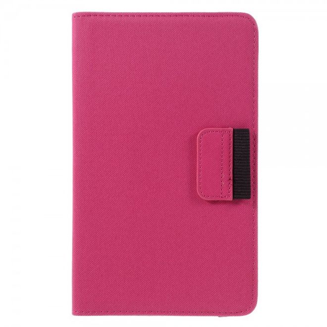 Samsung Galaxy Tab E 8.0 Rotierbare Leder Cover Hülle mit stoffartiger Textur und Standfunktion - rosa