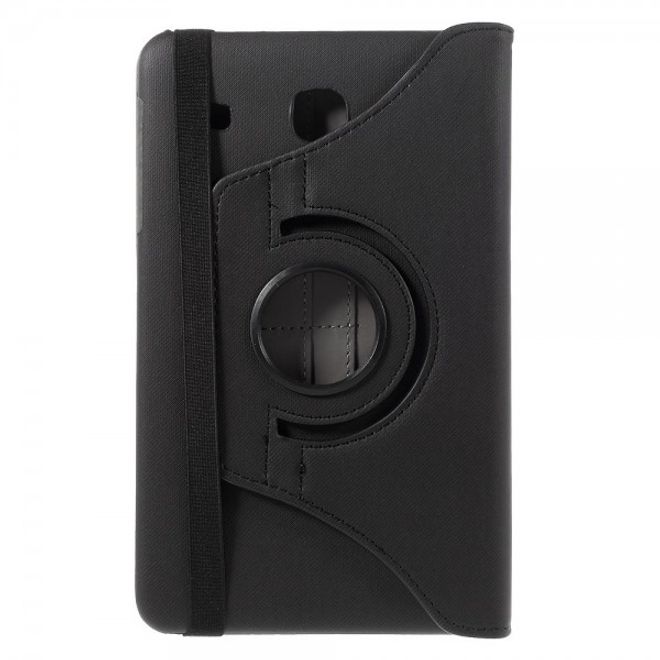 Samsung Galaxy Tab E 8.0 Rotierbare Leder Cover Hülle mit stoffartiger Textur und Standfunktion - schwarz
