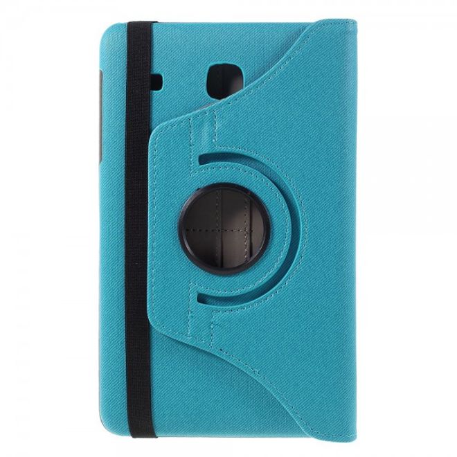Samsung Galaxy Tab E 8.0 Rotierbare Leder Cover Hülle mit stoffartiger Textur und Standfunktion - hellblau