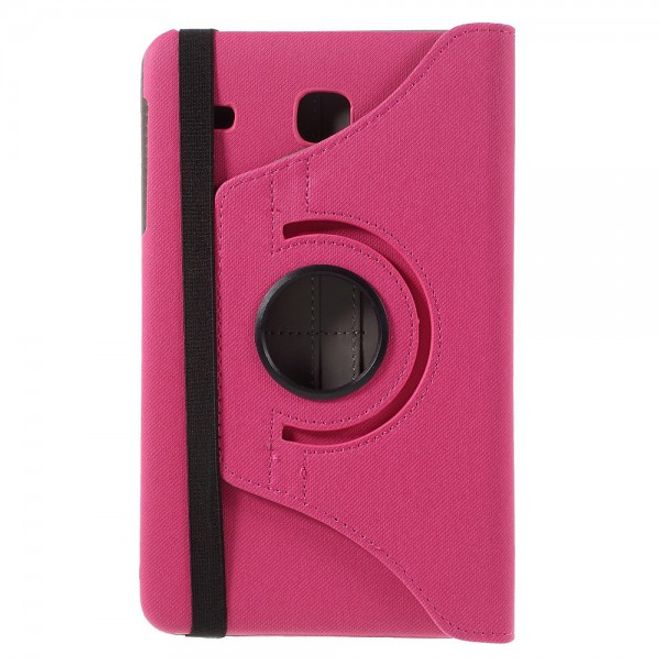 Samsung Galaxy Tab E 8.0 Rotierbare Leder Cover Hülle mit stoffartiger Textur und Standfunktion - rosa