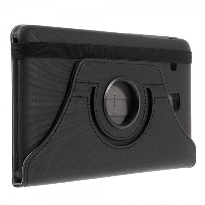 Samsung Galaxy Tab E 8.0 Rotierbare Leder Cover Hülle mit stoffartiger Textur und Standfunktion - schwarz