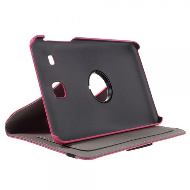 Samsung Galaxy Tab E 8.0 Rotierbare Leder Cover Hülle mit stoffartiger Textur und Standfunktion - rosa