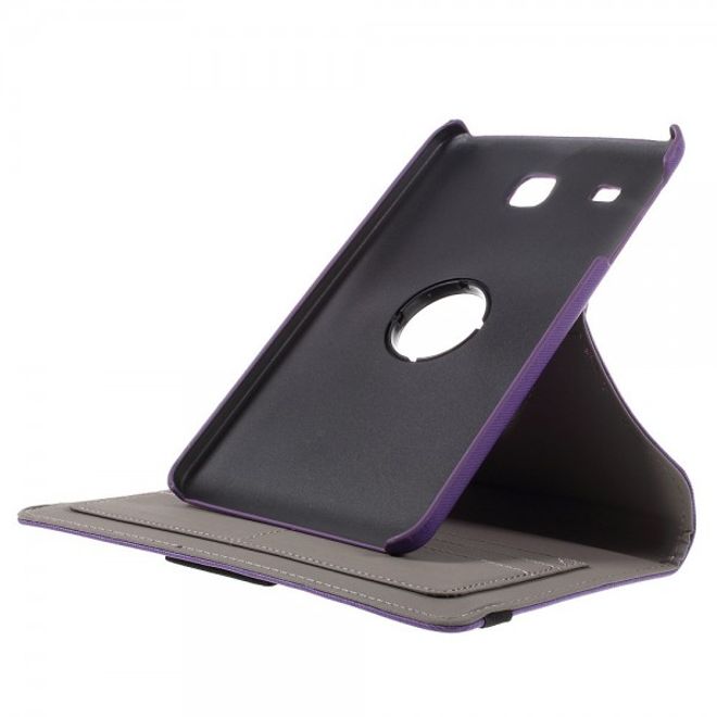 Samsung Galaxy Tab E 8.0 Rotierbare Leder Cover Hülle mit stoffartiger Textur und Standfunktion - purpur