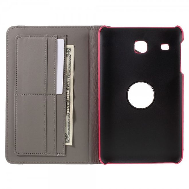 Samsung Galaxy Tab E 8.0 Rotierbare Leder Cover Hülle mit stoffartiger Textur und Standfunktion - rosa