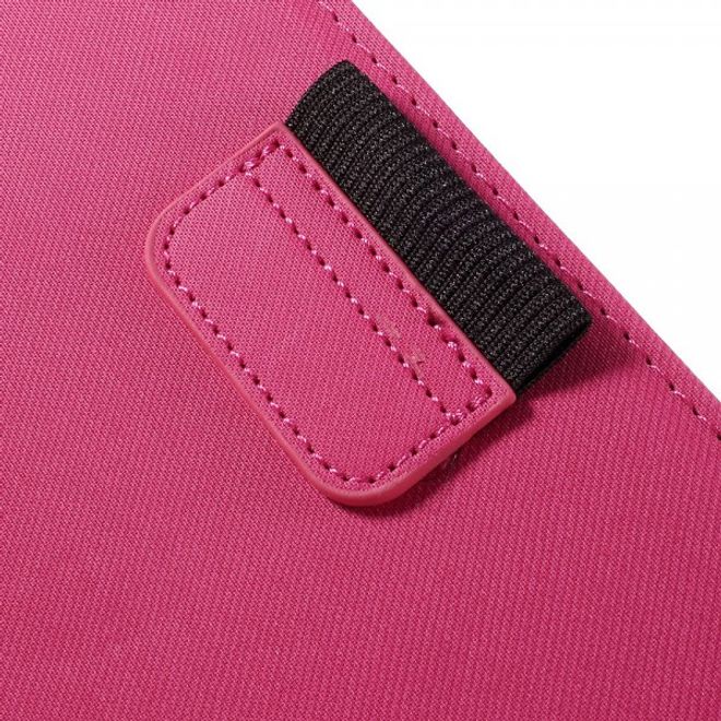 Samsung Galaxy Tab E 8.0 Rotierbare Leder Cover Hülle mit stoffartiger Textur und Standfunktion - rosa