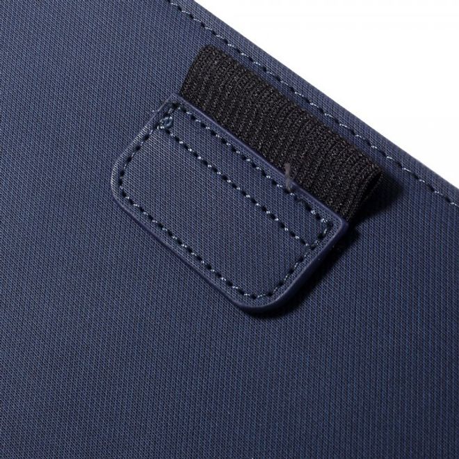 Samsung Galaxy Tab E 8.0 Rotierbare Leder Cover Hülle mit stoffartiger Textur und Standfunktion - dunkelblau