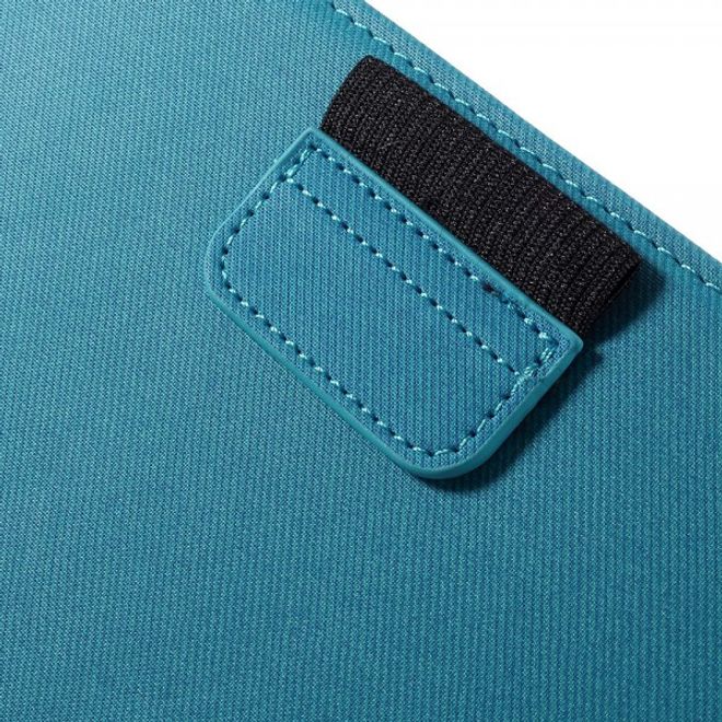 Samsung Galaxy Tab E 8.0 Rotierbare Leder Cover Hülle mit stoffartiger Textur und Standfunktion - hellblau