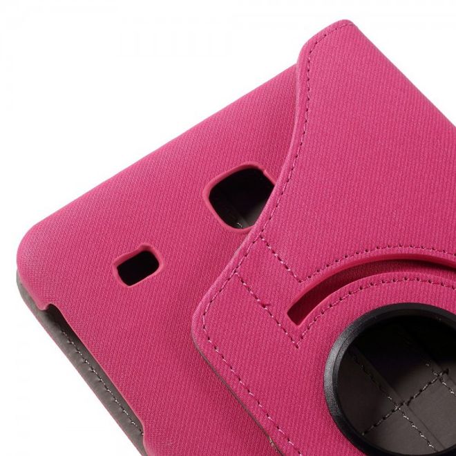 Samsung Galaxy Tab E 8.0 Rotierbare Leder Cover Hülle mit stoffartiger Textur und Standfunktion - rosa