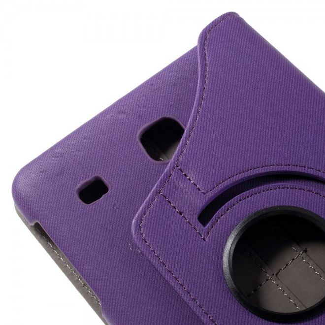 Samsung Galaxy Tab E 8.0 Rotierbare Leder Cover Hülle mit stoffartiger Textur und Standfunktion - purpur