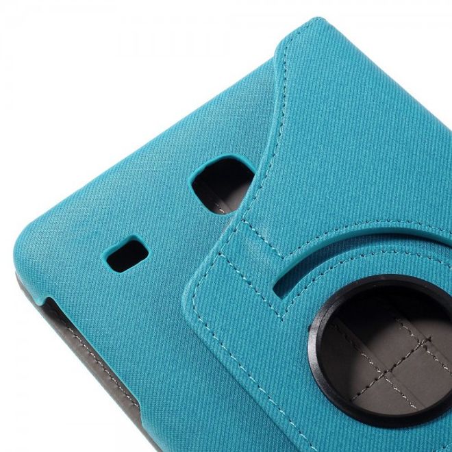 Samsung Galaxy Tab E 8.0 Rotierbare Leder Cover Hülle mit stoffartiger Textur und Standfunktion - hellblau