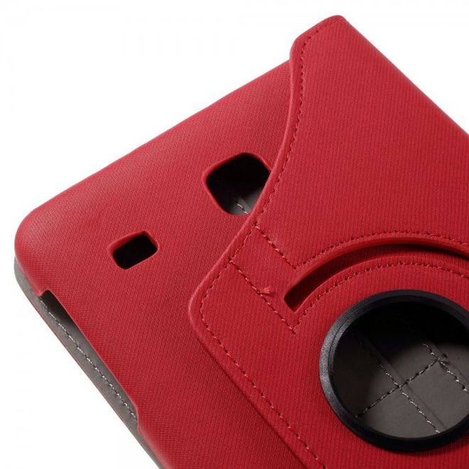 Samsung Galaxy Tab E 8.0 Rotierbare Leder Cover Hülle mit stoffartiger Textur und Standfunktion - rot