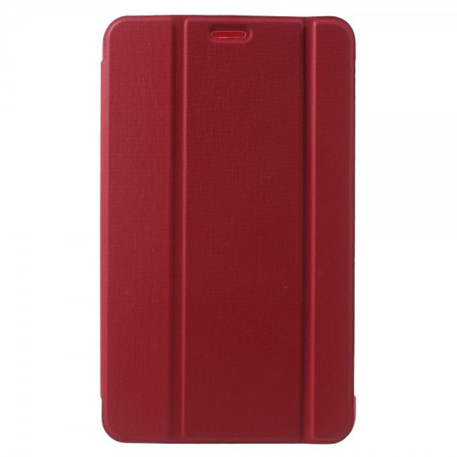 Samsung Galaxy Tab E 8.0 Schicke, dreifach faltbare Leder Cover Hülle mit Standfunktion - rot