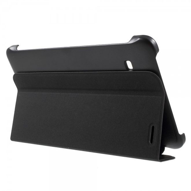 Samsung Galaxy Tab E 8.0 Schicke, dreifach faltbare Leder Cover Hülle mit Standfunktion - schwarz