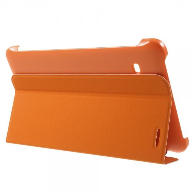 Samsung Galaxy Tab E 8.0 Schicke, dreifach faltbare Leder Cover Hülle mit Standfunktion - orange