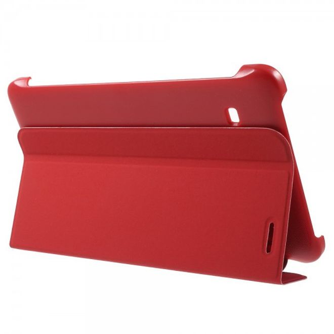 Samsung Galaxy Tab E 8.0 Schicke, dreifach faltbare Leder Cover Hülle mit Standfunktion - rot