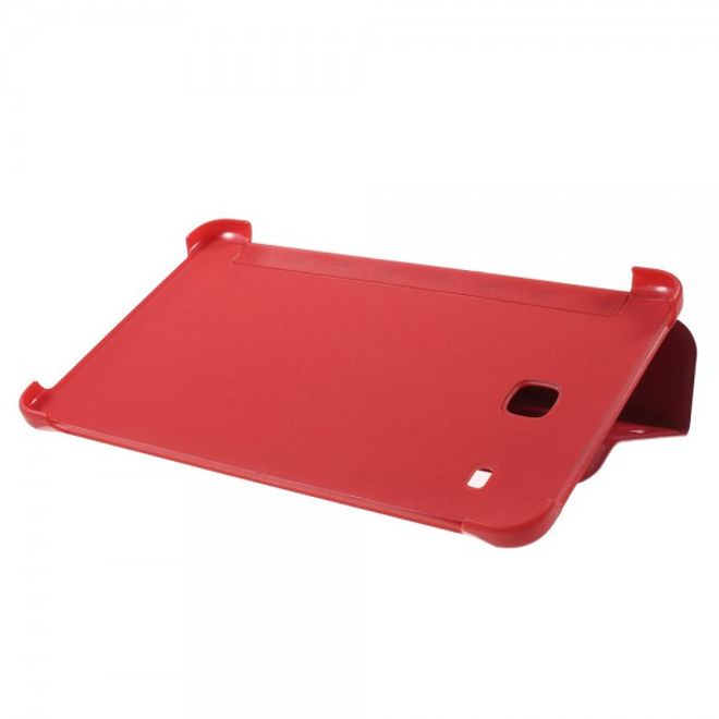 Samsung Galaxy Tab E 8.0 Schicke, dreifach faltbare Leder Cover Hülle mit Standfunktion - rot