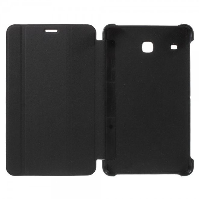 Samsung Galaxy Tab E 8.0 Schicke, dreifach faltbare Leder Cover Hülle mit Standfunktion - schwarz