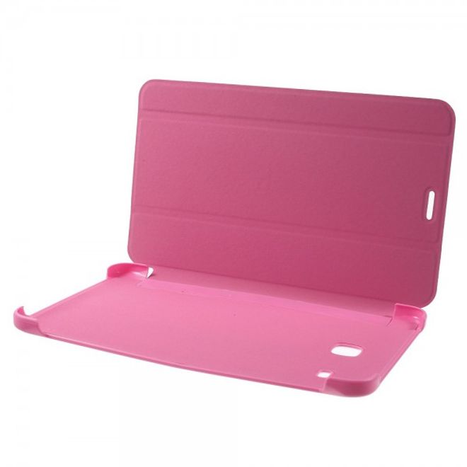 Samsung Galaxy Tab E 8.0 Schicke, dreifach faltbare Leder Cover Hülle mit Standfunktion - rosa