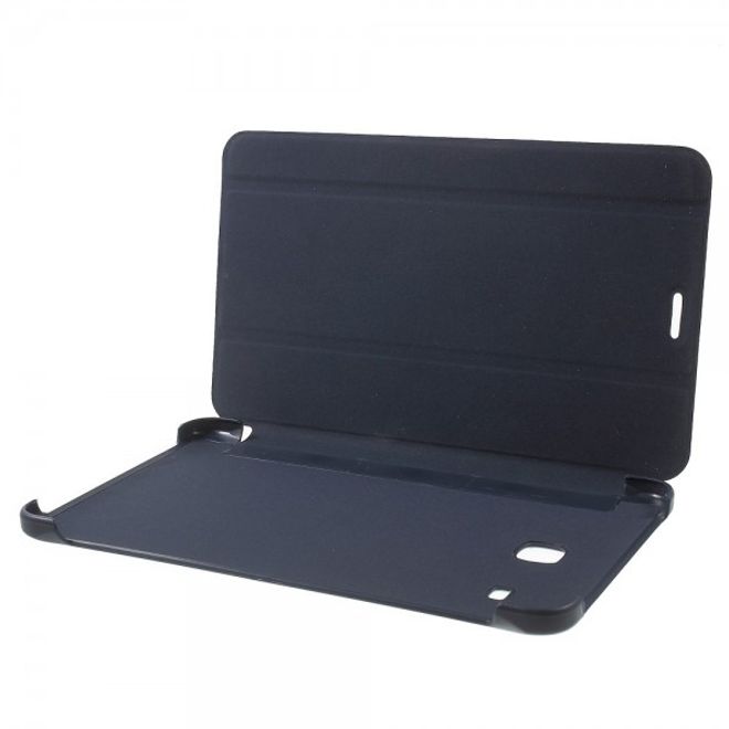 Samsung Galaxy Tab E 8.0 Schicke, dreifach faltbare Leder Cover Hülle mit Standfunktion - dunkelblau
