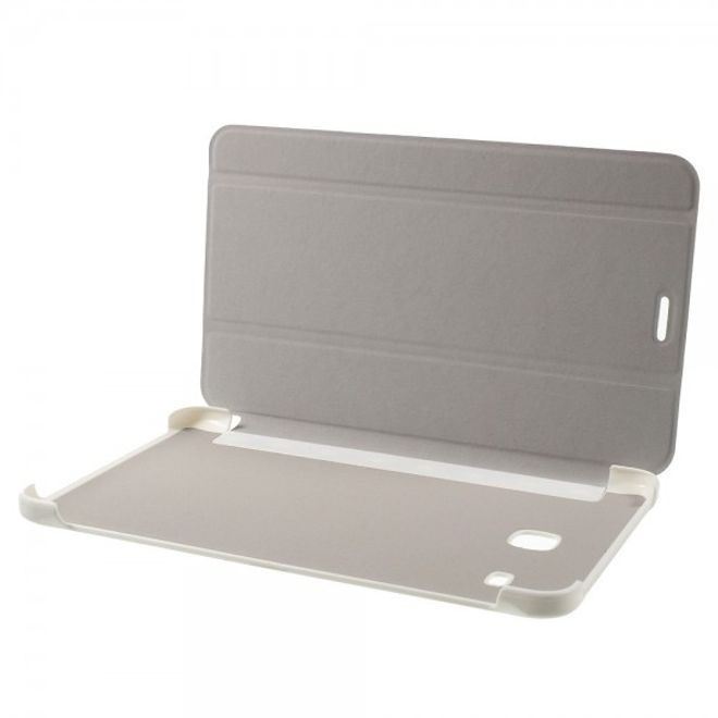 Samsung Galaxy Tab E 8.0 Schicke, dreifach faltbare Leder Cover Hülle mit Standfunktion - weiss