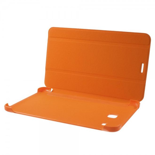 Samsung Galaxy Tab E 8.0 Schicke, dreifach faltbare Leder Cover Hülle mit Standfunktion - orange
