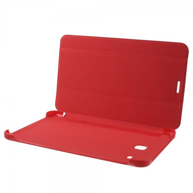 Samsung Galaxy Tab E 8.0 Schicke, dreifach faltbare Leder Cover Hülle mit Standfunktion - rot