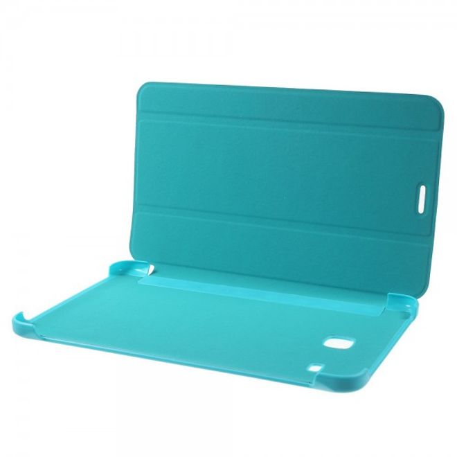 Samsung Galaxy Tab E 8.0 Schicke, dreifach faltbare Leder Cover Hülle mit Standfunktion - hellblau