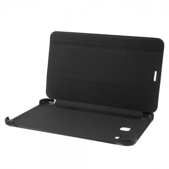 Samsung Galaxy Tab E 8.0 Schicke, dreifach faltbare Leder Cover Hülle mit Standfunktion - schwarz