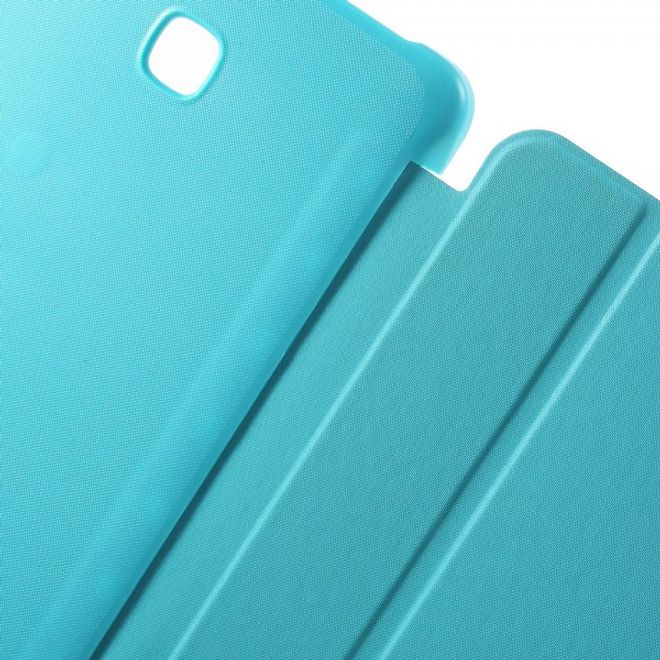 Samsung Galaxy Tab E 8.0 Schicke, dreifach faltbare Leder Cover Hülle mit Standfunktion - hellblau