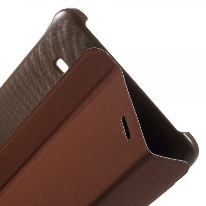 Samsung Galaxy Tab E 8.0 Schicke, dreifach faltbare Leder Cover Hülle mit Standfunktion - braun
