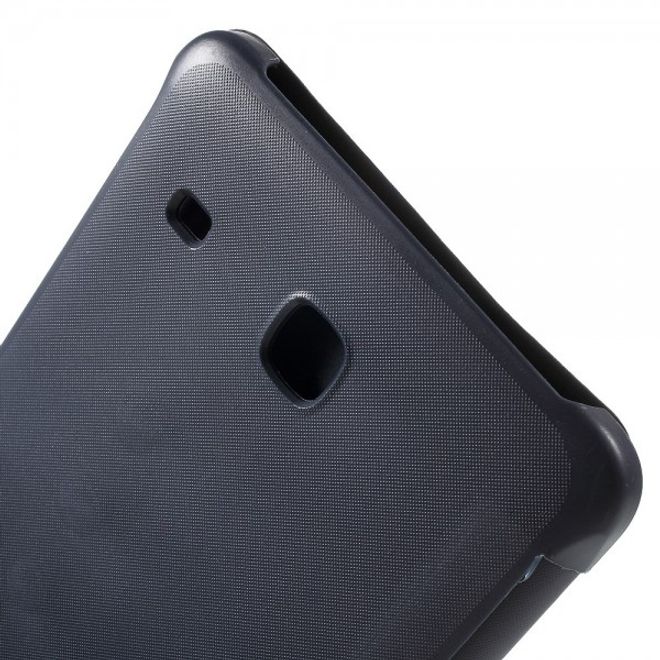 Samsung Galaxy Tab E 8.0 Schicke, dreifach faltbare Leder Cover Hülle mit Standfunktion - dunkelblau