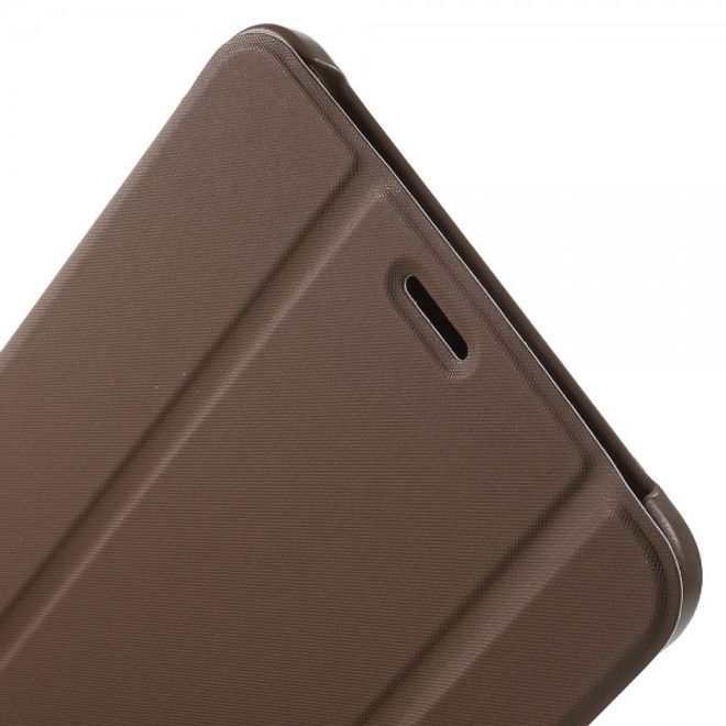 Samsung Galaxy Tab E 8.0 Schicke, dreifach faltbare Leder Cover Hülle mit Standfunktion - braun