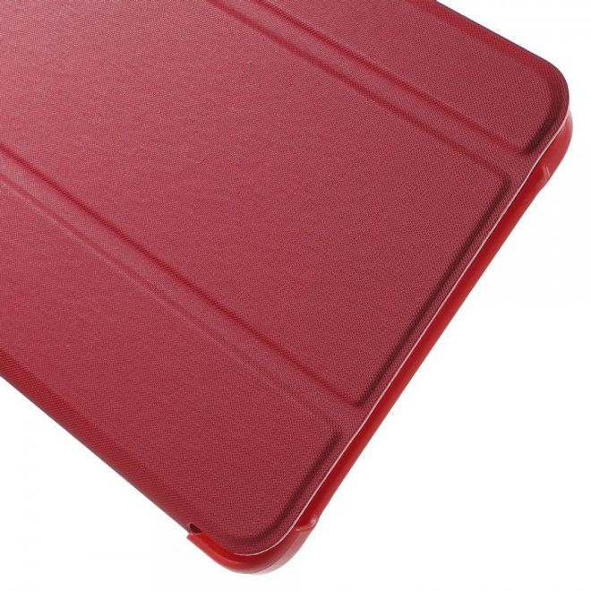 Samsung Galaxy Tab E 8.0 Schicke, dreifach faltbare Leder Cover Hülle mit Standfunktion - rot