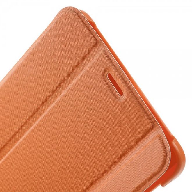 Samsung Galaxy Tab E 8.0 Schicke, dreifach faltbare Leder Cover Hülle mit Standfunktion - orange